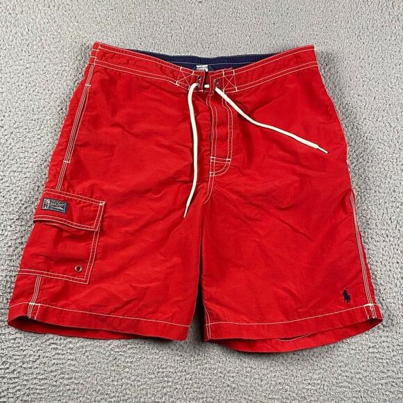 Polo Ralph Lauren Men's Red Swimwear M Nylon Cargo Pocket Board Shorts - Picture 1 of 12
